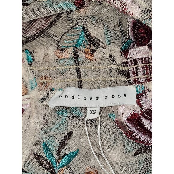 NWT Endless Rose Women's Embroidered Boho Sheer Overlay Midi Dress Sz Xs 2452 - Picture 8 of 16